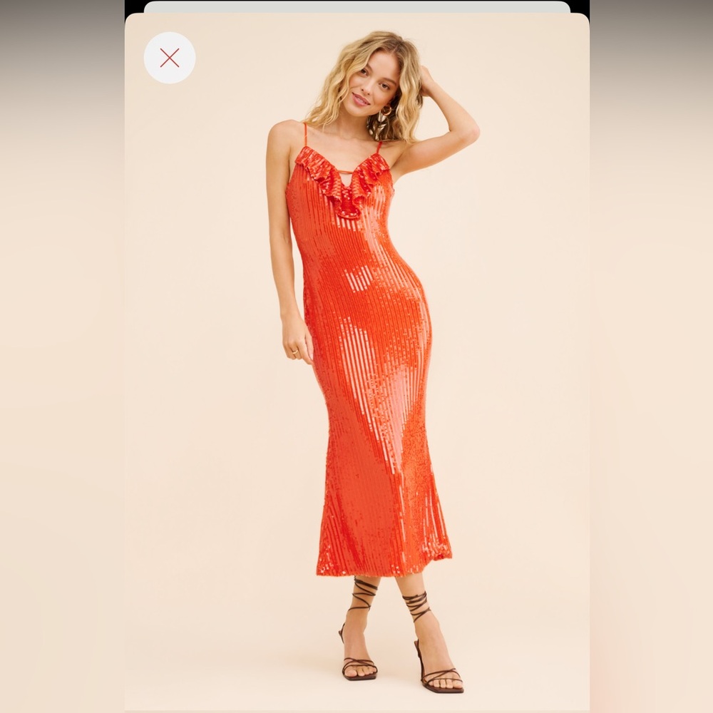 IF BY SEA Sequin Orange Slip Dress M